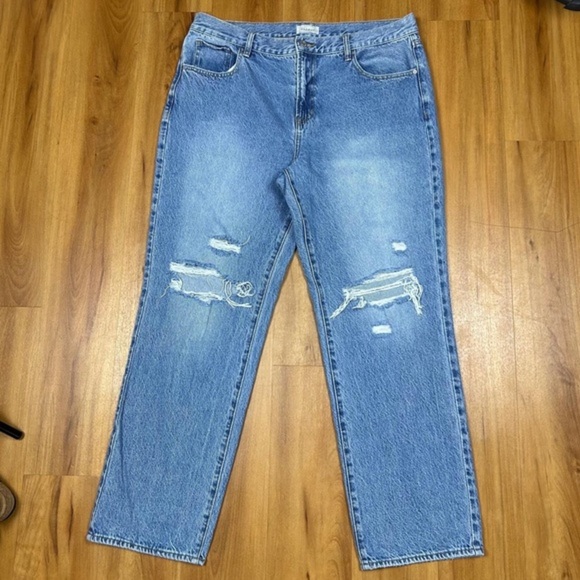 PacSun High Rise Distressed Straight Leg Jeans Blue Size 32 - Picture 1 of 10